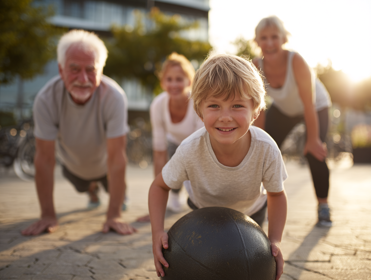 Люди різного віку займаються спортом та підтримують здоровий спосіб життя